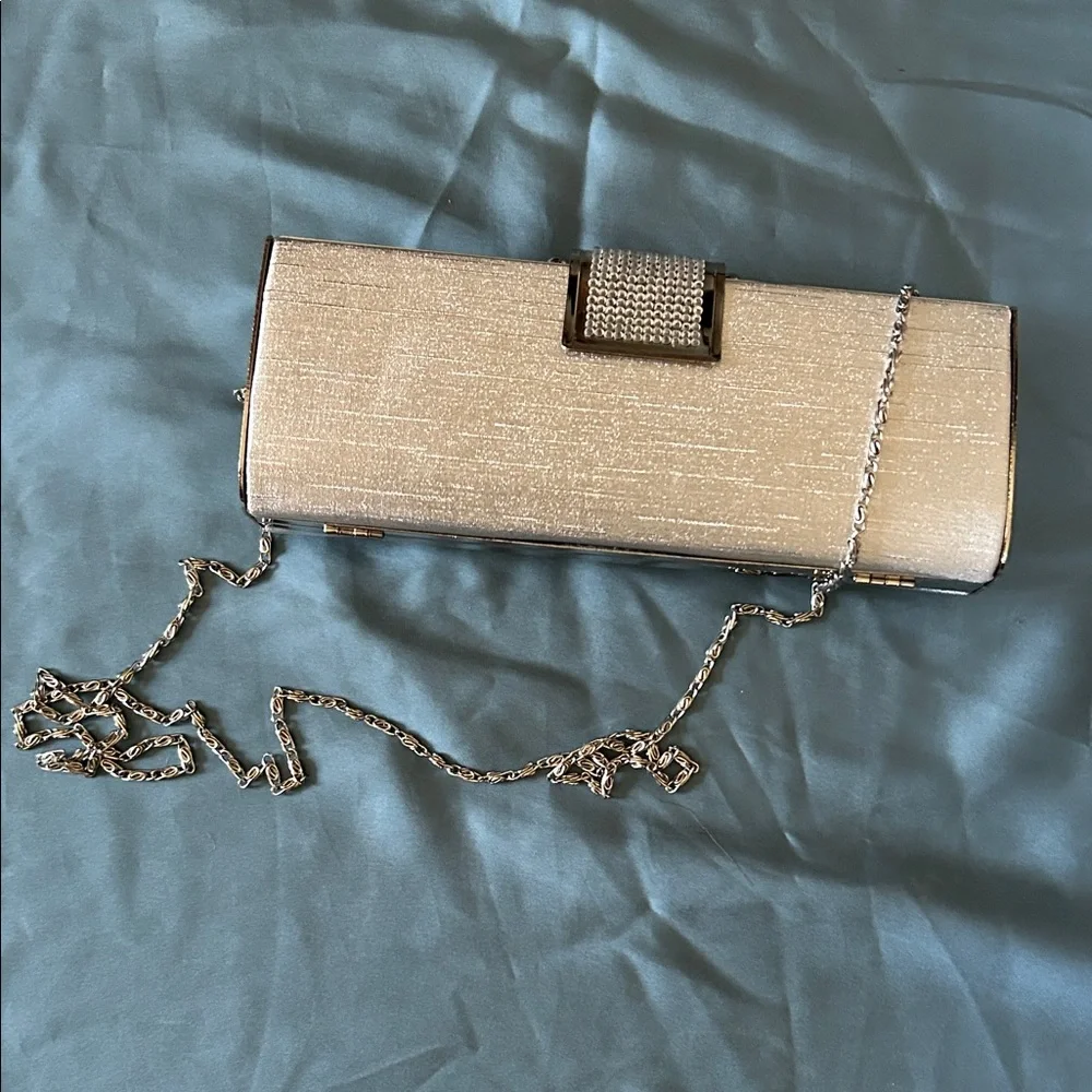 Elegant Silver Clutch with Chain Strap - Picture 2 of 3